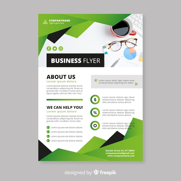 Premium Vector Elegant Business Flyer Template With Flat Design