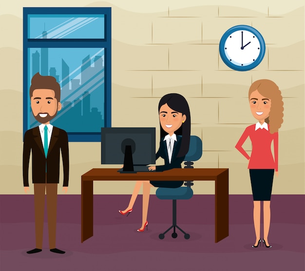 Free Vector | Elegant business people in the office scene