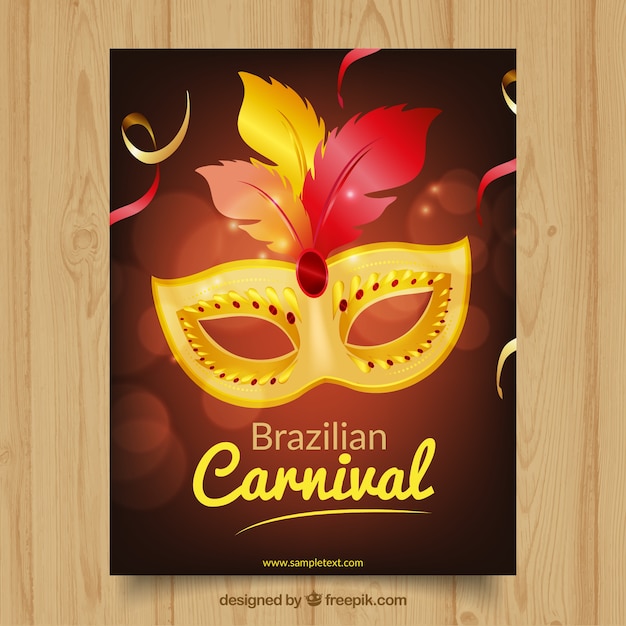 Free Vector Elegant Carnival Mask Brochure Of Brazil