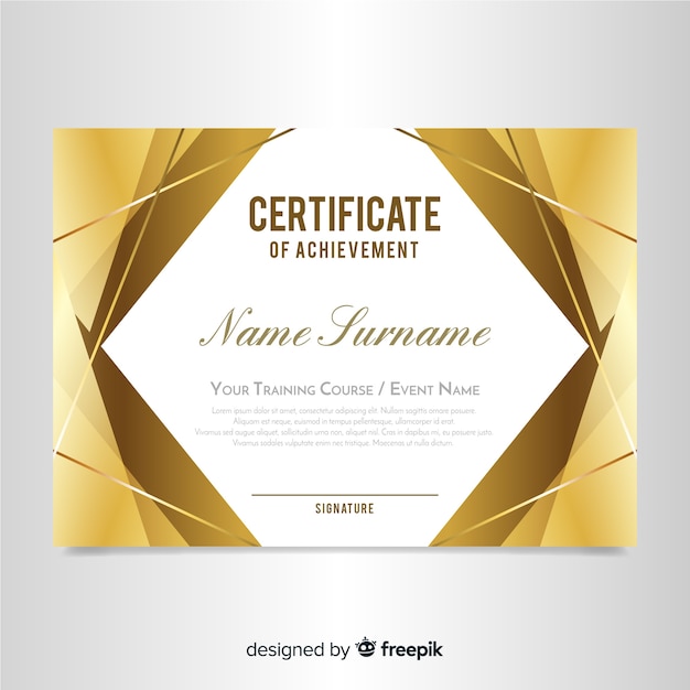 Download Free Vector Elegant Certificate Template With Golden Design