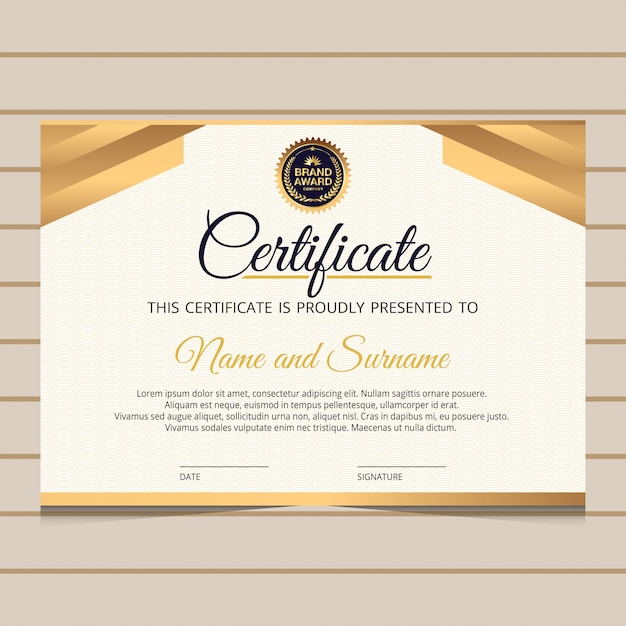 Premium Vector | Elegant certificate template with golden elements
