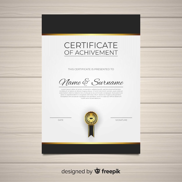 Download Elegant Certificate Template With Golden Style Free Vector