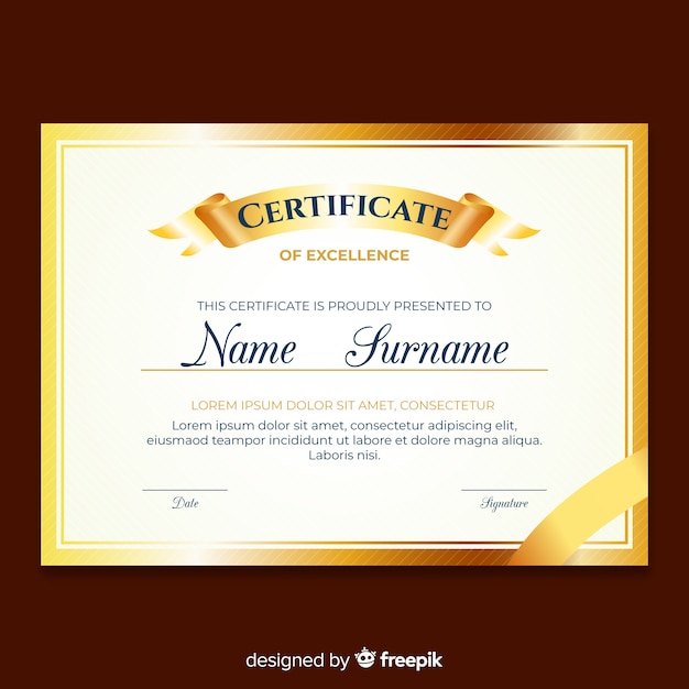 Free Vector | Elegant certificate template with golden style