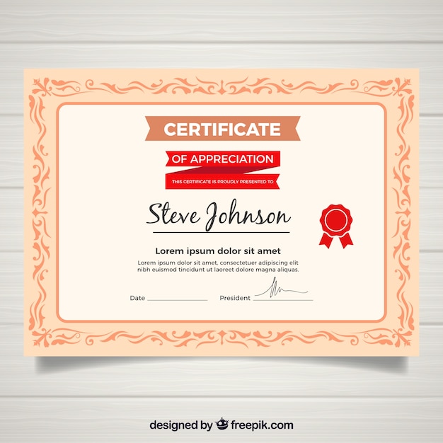 Download Free Vector Elegant Certificate Template With Ornamental Frame