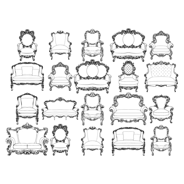 Premium Vector | Elegant chairs collection