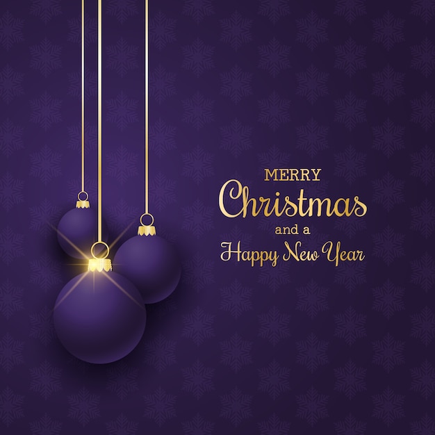 Download Free Vector Elegant Christmas Background With Hanging Purple Baubles PSD Mockup Templates