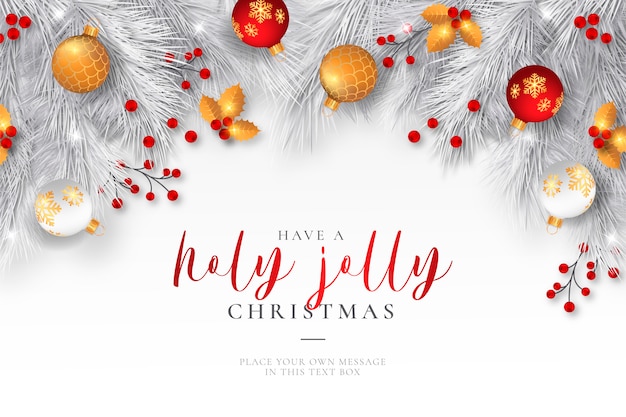 Free Vector | Elegant christmas background with realistic ornaments