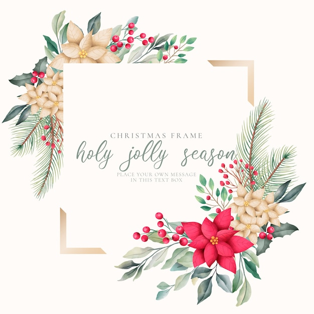 free vector elegant christmas frame template with watercolor nature elegant christmas frame template with