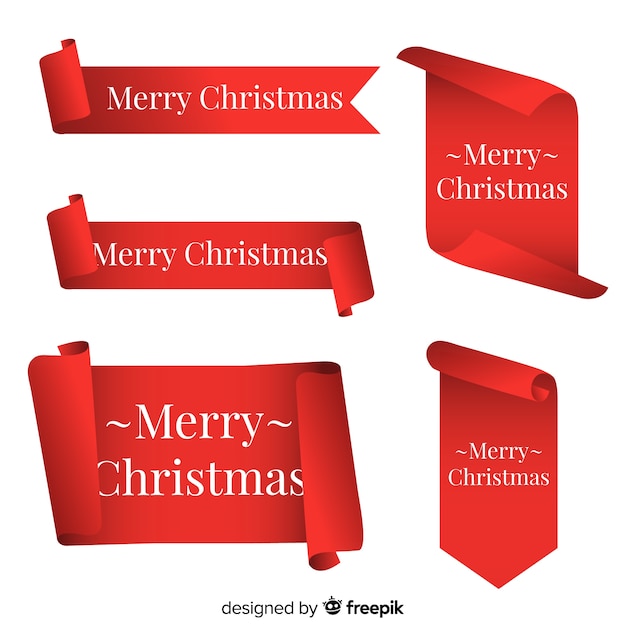 Free Vector | Elegant christmas red ribbon collection