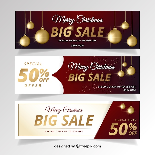 Elegant christmas sale banners | Free Vector