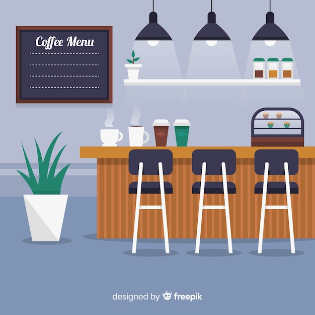 Download Free Vector | Elegant coffee shop interior with flat design