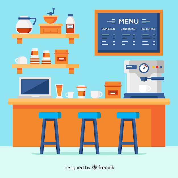 Download Free Vector | Elegant coffee shop interior with flat design