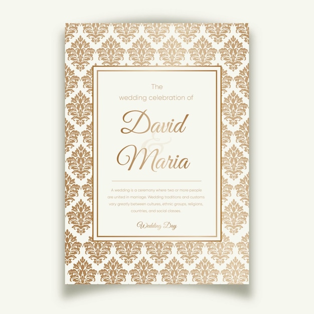 damask wedding invitation