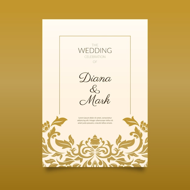damask wedding invitation