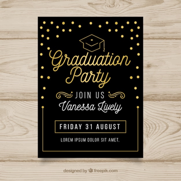 Download Elegant dark graduation party invitation | Free Vector