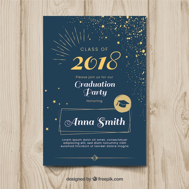 Free Vector Elegant Dark Graduation Party Invitation 4498