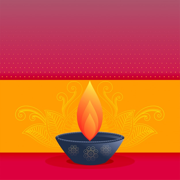Elegant diwali festival greeting card design\
with diya