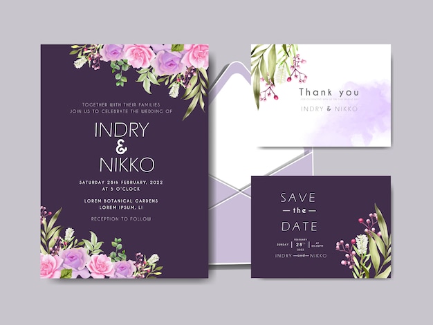 Download Elegant and editable floral watercolor wedding invitation ...