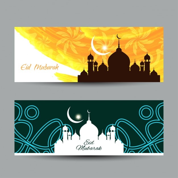 Free Vector | Elegant eid mubarak banners