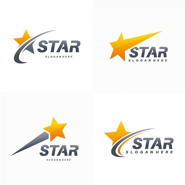 Elegant fast star logo set Premium Vector