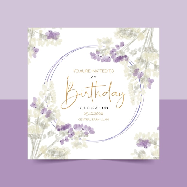 Download Free Vector | Elegant floral birthday invitation template