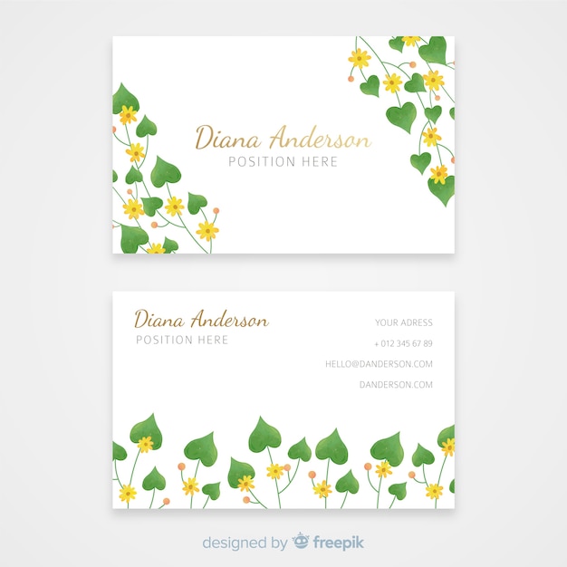 free printable floral business card template