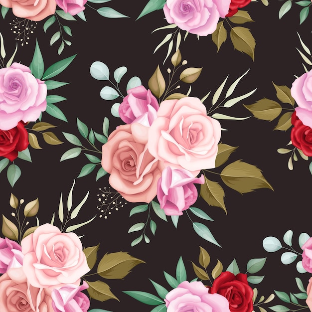 Premium Vector Elegant Floral Seamless Pattern With Roses