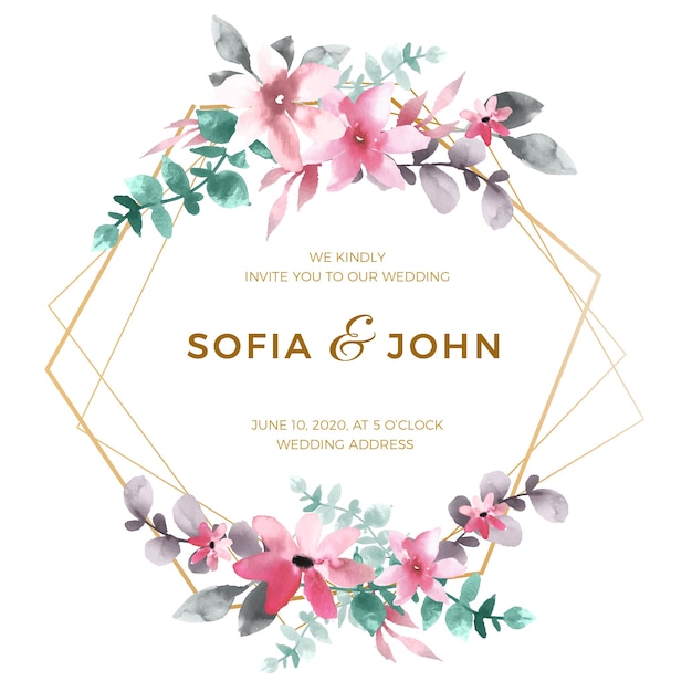 Download Elegant floral wedding frame concept | Free Vector