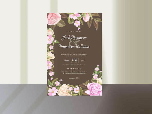 Premium Vector | Elegant floral wedding invitation card template with ...