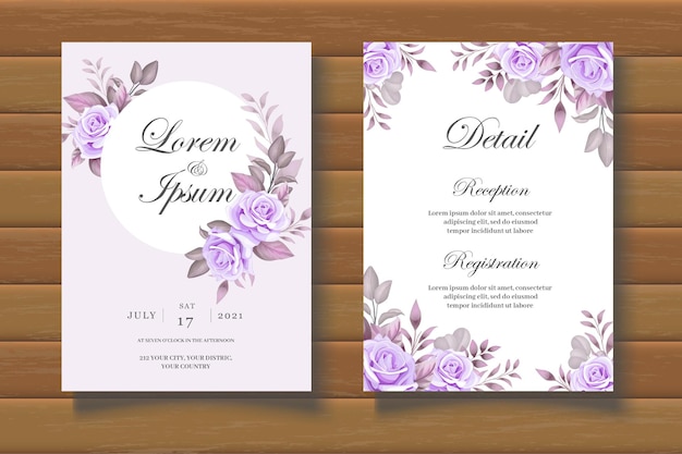  Elegant floral wedding invitation card template