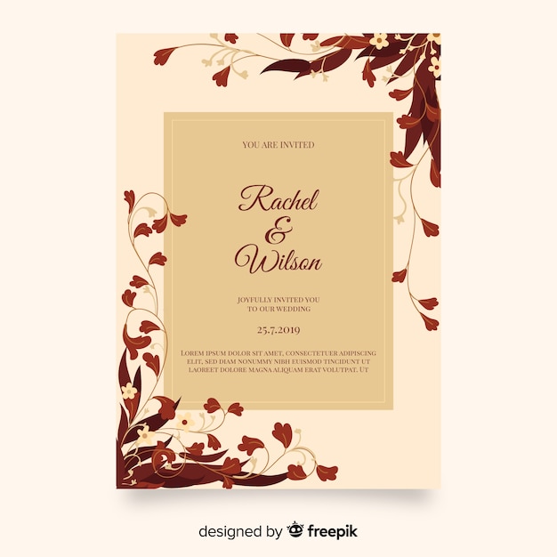 Download Free Vector | Elegant floral wedding invitation template