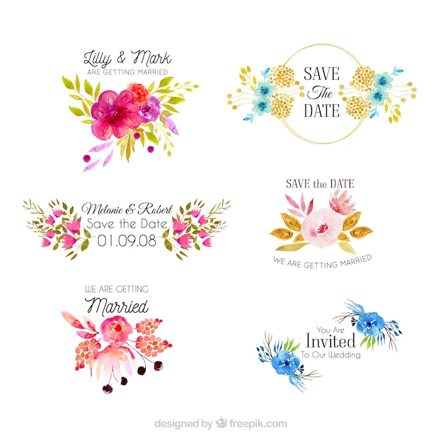 Free Vector | Elegant floral wedding label collection