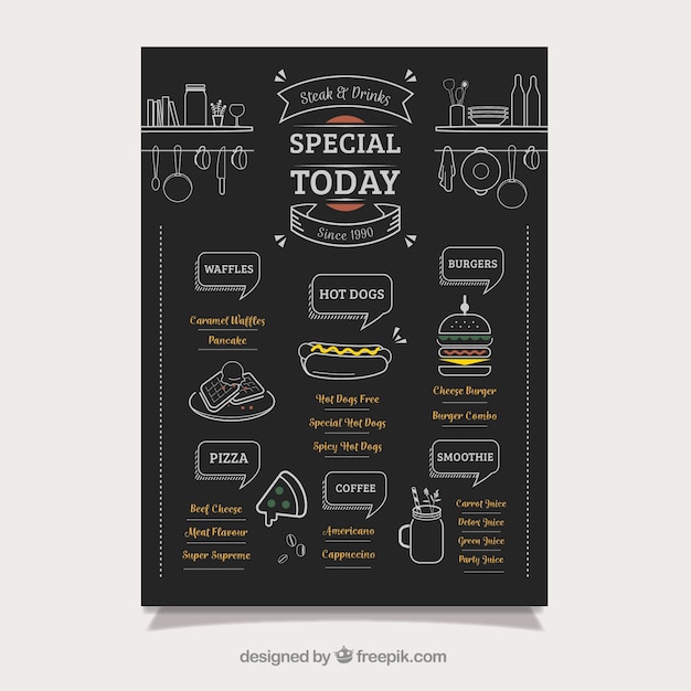 Elegant food truck menu on the blackboard Vector | Free ...