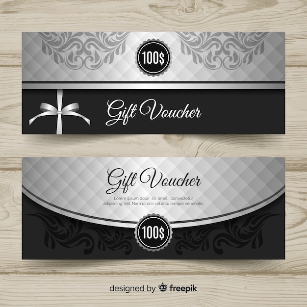 Elegant gift voucher template with silver style Vector | Free Download