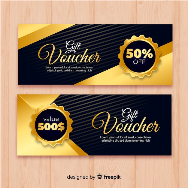 Elegant gift voucher with golden style | Free Vector