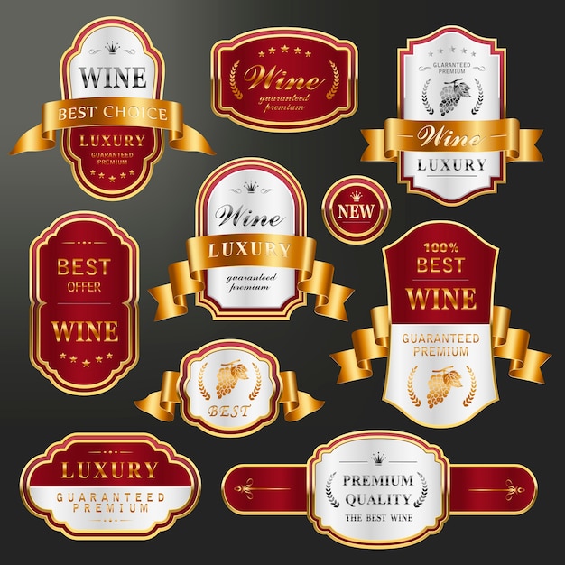 Premium Vector | Elegant golden labels collection set for premium wine