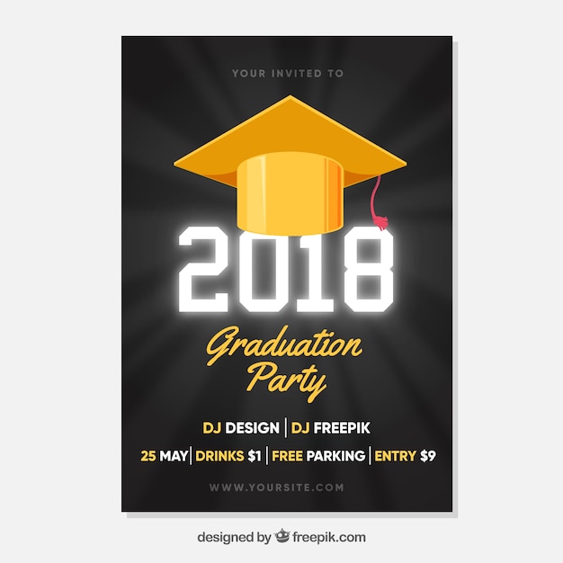 Download Elegant graduation invitation template flat design | Free ...