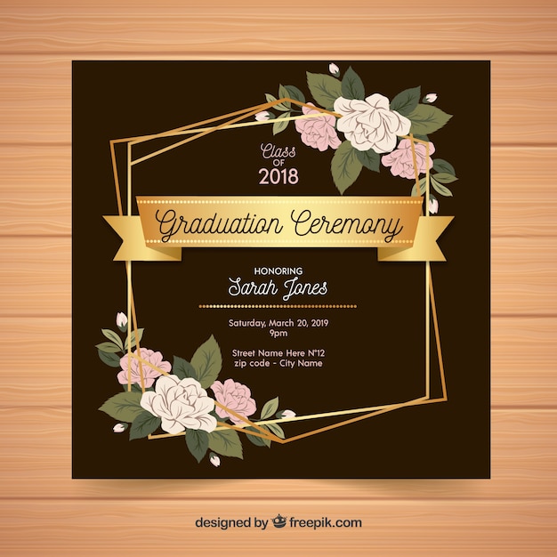 Download Elegant graduation invitation template flat design Vector ...