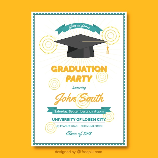 Download Elegant graduation invitation template with flat design ...