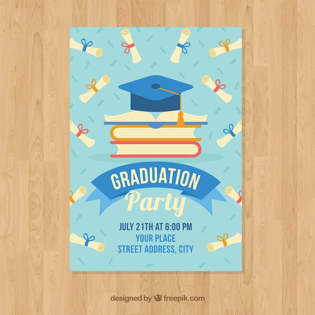 Download Elegant graduation invitation template Vector | Free Download