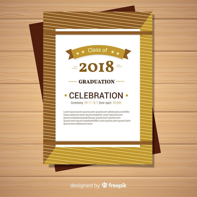 Download Elegant graduation invitation with golden style Vector | Free Download