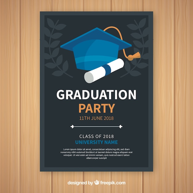 Elegant graduation party invitation template with flat design | Free Vector