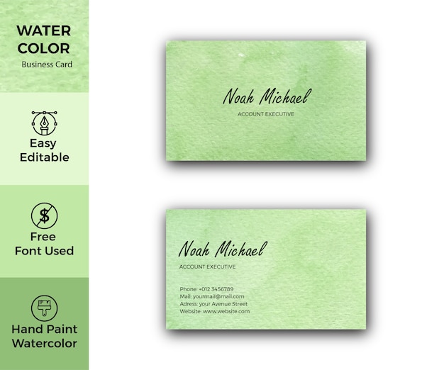 Premium Vector Elegant Green Watercolor Business Card