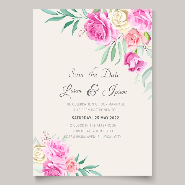 Premium Vector | Elegant hand drawing wedding invitation floral design