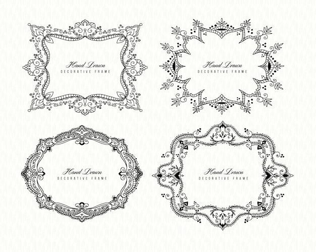 Elegant Hand Drawn Decorative Frames Vector Premium Download