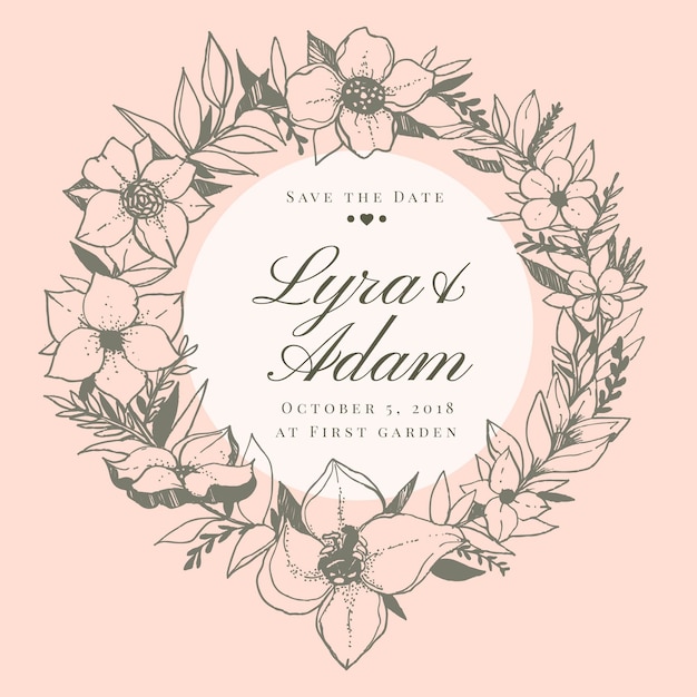 Download Elegant hand drawn wedding label | Premium Vector