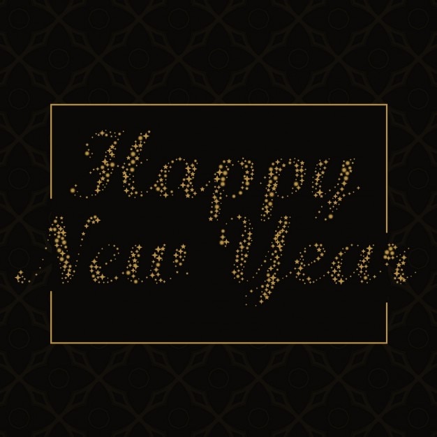 Elegant Happy New Year Background Made Of Golden Stars Vector Free
