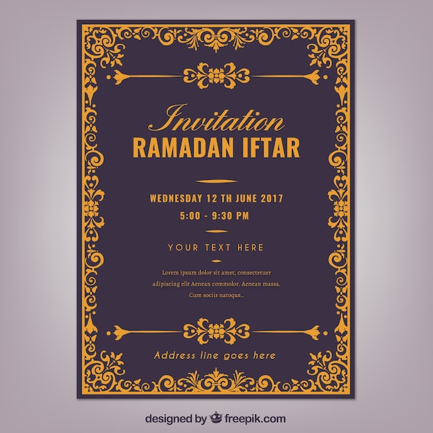 Elegant invitation of ramadan iftar Vector | Free Download