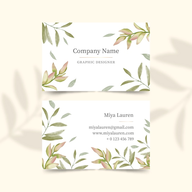 Premium Vector | Elegant leaves business card