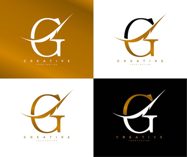 Premium Vector | Elegant Letter G Linked Swoosh Feather Symbol Logo